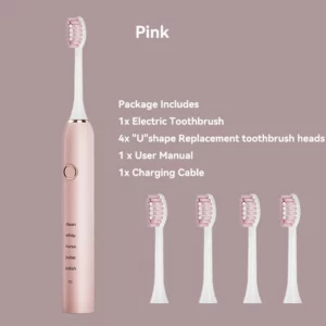 Sonic Electric Adult Toothbrush Rechargeable With 4 Replacement Brush Heads 5 Modes and 3 Intensity 2 Minute Intelligent Timer - Image 2