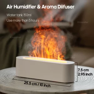 KINSCOTER Essential Oil Aroma Diffuser Flame Air Humidifier Ultrasonic Cool Mist Difusor with RGB Realistic Fire Night Light - Image 2