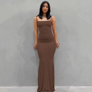 2024 Summer Dresses For Women Sexy Spaghetti Strap Black Long Dress Y2k Sleeveless Solid Skinny Bodycon Trumpet Maxi Vestidos - Image 5