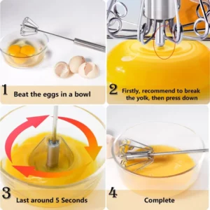 Semi Automatic Mixer Whisk Egg Beater Stainless Steel Manual Hand Mixer Self-Turning Cream Utensils Kitchen Mixer Egg Tools - Image 5