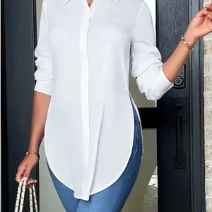 Fashion Long Sleeve Women Shirt White Buttons Tops And Blouses 2024 Spring Casual Office long Top Femme Blouse Print Shirt - Image 5