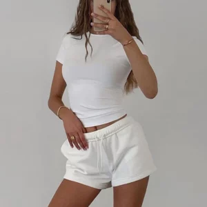 2024 Spring New Short Sleeve T-Shirt Women Solid Simple Casual Soft All-Match Hot Basic Crop Tops Tees Summer Fashion - Image 4