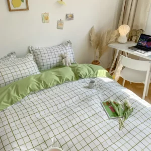 Ins Simple Style Duvet Cover Set with Pillowcases Flat Sheet No Comforter Grey Boys Girls Bedding Kit Single Twin Bed Linens - Image 2