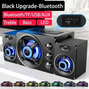 HIFI 3D Stereo Speakers Colorful LED Light Heavy Bass AUX USB Wired Wireless Bluetooth Audio Home Theater Surround Sound Bar TV - Image 1