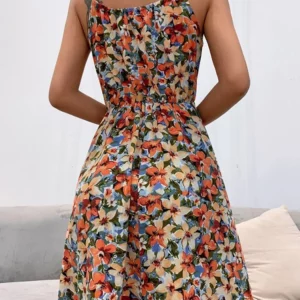 Sexy Floral Print Short Dress Women Summer Fashion Black Backless Beach Sundress Casual Sleeveless Lace-up New In Dresses 2024 - Image 4