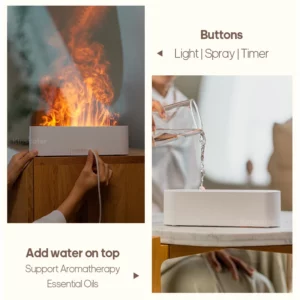 KINSCOTER Essential Oil Aroma Diffuser Flame Air Humidifier Ultrasonic Cool Mist Difusor with RGB Realistic Fire Night Light - Image 4