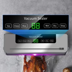 Electric Vacuum Sealer Built-in Cutter Kitchen Food Storage Seal Touch Button Dry/Wet Food Sealing Packaging Strips 10 Bags - Image 3