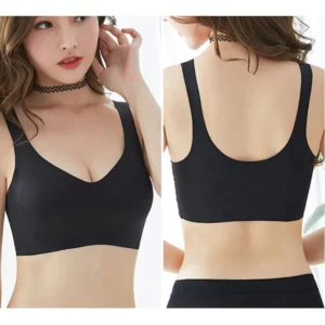 2024 Women Seamless Ice Silk Bra Removable Chest Pad Lifting Bralette Underwear No Steel Ring Breathable Push Up Yoga Vest Bras - Image 2