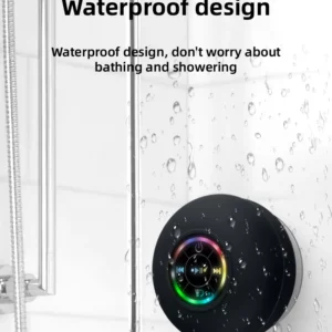 Portable Waterproof Bluetooth Shower Speaker with Suction Cup and LED Lights 3D Surround Stereo subwoofer - Image 1
