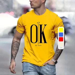 2024 Men's Street Ok Letter Print T-shirt Summer Men's Casual Short Sleeve Tops Oversized Hipster T Shirts Clothing New Menswear - Image 1