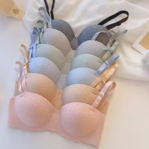 French Bras for Women Simple Seamless Ice Silk Bra One Piece Thick Push Cup Girls Gathering No Steel Rings Women's Underwear - Image 2