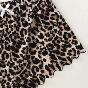 Women's Pajamas Set Sexy Lingerie Leopard Print Sling Sleepwear V-Neck Sleeveless Top and Shorts Sets Pyjamas Homewear - Image 4