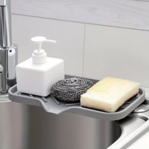 Sink Silicone Tray With Drain Soap Sponge Storage Holder Countertop Sink Scrubber Brush Soap Storage Rack Kitchen Organizer - Image 6