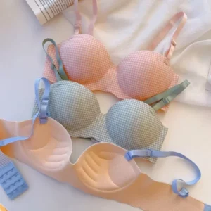French Bras for Women Simple Seamless Ice Silk Bra One Piece Thick Push Cup Girls Gathering No Steel Rings Women's Underwear - Image 3