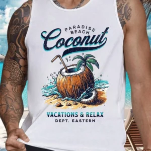 2024 Summer Daily Casual Men's Tank Top Outdoor Sport Men's Sleeveless T-shirt Comfortable And Breathable Men's Beach Tank Top - Image 2