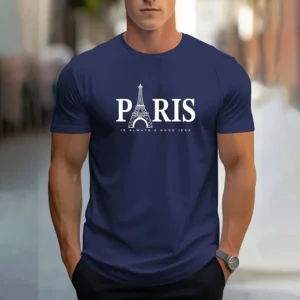 Fashion Men's Paris Letter Print T-Shirt Casual Solid Color Short Sleeve T-Shirt Clothing Summer Plus Size Loose O-Neck T-Shirts - Image 3
