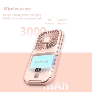 Mini Portable Outdoor Hand Fan Hanging Neck Fan USB Charging 3000mAh Battery Powered 180° Folding Wireless Table Air Cooling Fan - Image 5