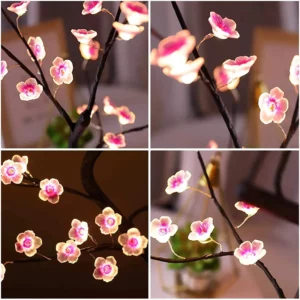 Home Decoration USB/Battery Powered Touch Switch Warm White Artificial Bonsai Cherry Blossom Desktop Tree LED Lamp Light - Image 4
