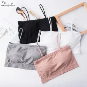 Summer New Sexy Bras for Women Soild Push Up Lingerie Seamless Spaghetti Word Sling Female Soft Tube Top Bralette Top Tanks - Image 4
