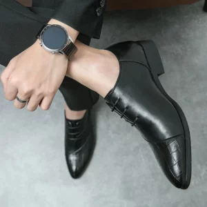 Luxury Leather Shoes for Men Brand Derby Shoes for Men Pointed Toe Lace-up Men's Formal Shoes Handmade Business Footwear 2024 - Image 4