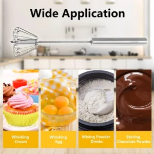 Semi Automatic Mixer Whisk Egg Beater Stainless Steel Manual Hand Mixer Self-Turning Cream Utensils Kitchen Mixer Egg Tools - Image 3