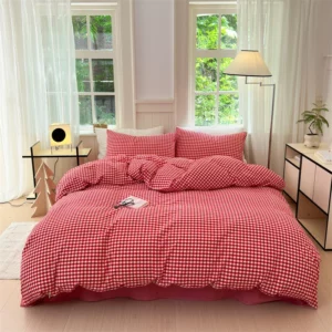 New Class A Cotton Single Bed Cover Yarn-dyed Washed Cotton Printed Checkered Quilt Cover Skin Friendly and Comfortable Bedding - Image 2