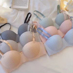 French Bras for Women Simple Seamless Ice Silk Bra One Piece Thick Push Cup Girls Gathering No Steel Rings Women's Underwear - Image 5