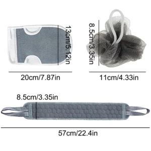 3pcs/set Body Scrubber Set Back Scrubber Bath Glove Shower Brush Exfoliating Scrub Sponge Loofah Dead Skin Removal Bathing Tools - Image 6