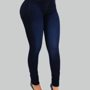 Woman's pure color jeans denim high waist jeans street play cultivate one's morality pants shaping figure with high waist jeans - Image 3
