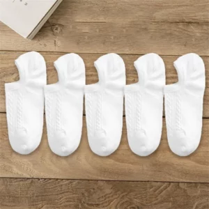10 Pieces=5 Pairs Twists Cotton Tube Socks for Men Short Boat Socks Invisible Summer Thin Versatile Anti Odor Calcetines - Image 3