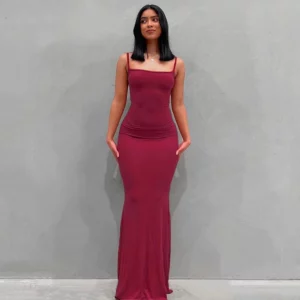 2024 Summer Dresses For Women Sexy Spaghetti Strap Black Long Dress Y2k Sleeveless Solid Skinny Bodycon Trumpet Maxi Vestidos - Image 6