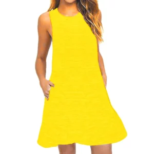 Women's Summer Casual Swing T-Shirt Dresses Beach Cover Up With Pockets Plus Size Loose T-shirt Dress - Image 4