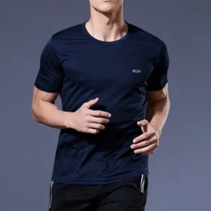 Summer High Elastic t-Shirt Men Breathable Ice Silk t Shirt Short Sleeve Casual Tops Quick Dry Gym Running Shirt Male Clothing - Image 3