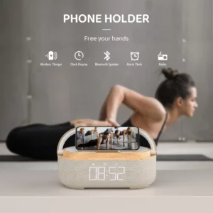 COSLUR S29 Bluetooth Speaker 1800Mah Battery Supports 15W Wireless Charging Digital Clock Display Night Light Alarm Clock - Image 3
