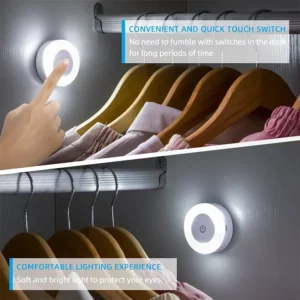 Mini LED Touch Sensor Night Lights USB Rechargeable Kitchen Bedroom Magnetic Base Wall Light Round Portable Dimming Night Lamp - Image 4