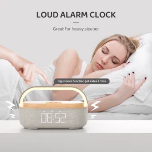 COSLUR S29 Bluetooth Speaker 1800Mah Battery Supports 15W Wireless Charging Digital Clock Display Night Light Alarm Clock - Image 4