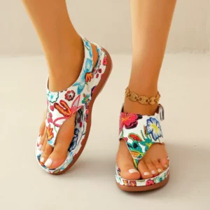 Women Sandals Orthopedic Wedge Heels Sandals 2023 Summer New Fashion Buckle Shoes for Women Beach Flip Flops Zapatos De Mujer - Image 1