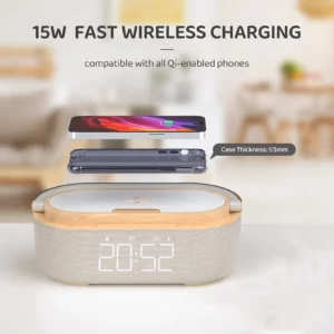 COSLUR S29 Bluetooth Speaker 1800Mah Battery Supports 15W Wireless Charging Digital Clock Display Night Light Alarm Clock - Image 6