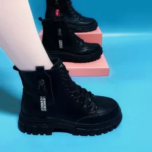 Women's Boots Black Lace Up Platform Ankle Boots Fashion Thick Sole Short s Female Warm Cotton Shoes Winter Snow 2024 - Image 5