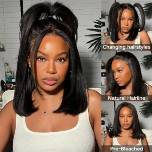 Bob Wig Human Hair 13X4 Lace Front Wig 180% Density Short Straight Frontal Bob Wig Transparent Lace Pre Plucked With Baby Hair - Image 5