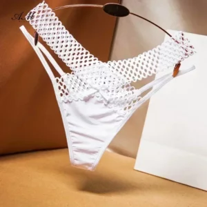 2024 Women's Panties Cross Cut Ice Silk Thong Sports Fashion Perspective Low Waist Ribbons трусы женские sexy lingerie thongs - Image 6
