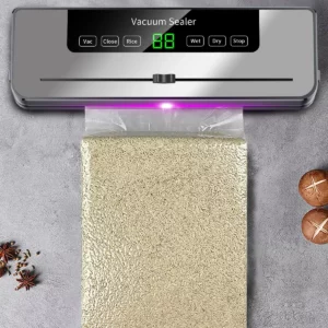 Electric Vacuum Sealer Built-in Cutter Kitchen Food Storage Seal Touch Button Dry/Wet Food Sealing Packaging Strips 10 Bags - Image 4
