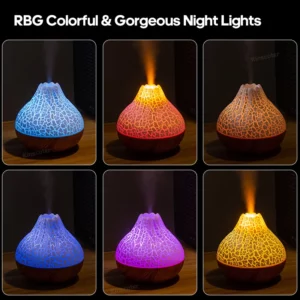 300ml Volcano Air Humidifier Desktop Electric USB Humidificadore Water Mist Diffuser Purifier Air Freshener With 7 Colors Night - Image 4
