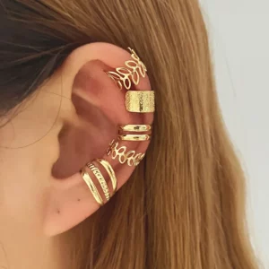 10 Pcs Leaves Clip Earrings for Women Rose Gold Color Creative Simple C Ear Cuff Non-Piercing Ear Clips Set Trend Jewelry Gift - Image 4