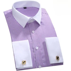 M~6XL Men's French Cuff Dress Shirt 2024New White Long Sleeve Formal Business Buttons Male Shirts Regular Fit Cufflinks Shirt - Image 4