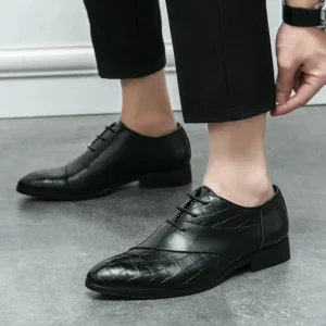 Luxury Leather Shoes for Men Brand Derby Shoes for Men Pointed Toe Lace-up Men's Formal Shoes Handmade Business Footwear 2024 - Image 5