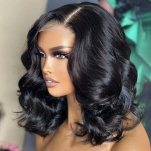 13x4 Lace Frontal Wig Human Hair Short Bob Wig Body Wave 4x4 HD Lace Front Closure Wig Brazilian Virgin Hair Natural Black Color - Image 6