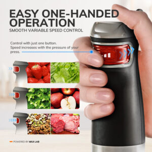 MIUI Electric Hand Held Stick Blender 6-in-1 Multi-Purpose Immersion Hand Blender Stainless Steel Blades Home Kitchen1200W - Image 6