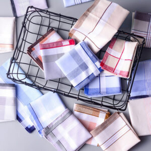 5Pcs/lot Square Plaid Stripe Handkerchiefs Men Classic Vintage Pocket Pocket Cotton Towel For Wedding Party 38*38cm Random - Image 3