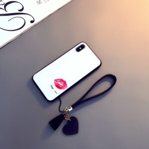 For iPhone 15 14 13 12 11 Pro Max se 2020 Case small Love Heart Hard Glass Cover For iPhone 7 8 Plus x xr xs max SE Give Strap - Image 6